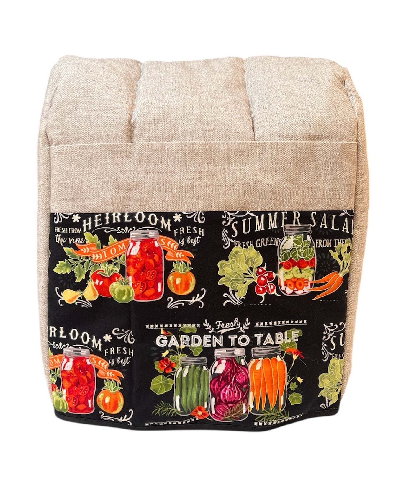 Funda beige salad jar sesgo negro