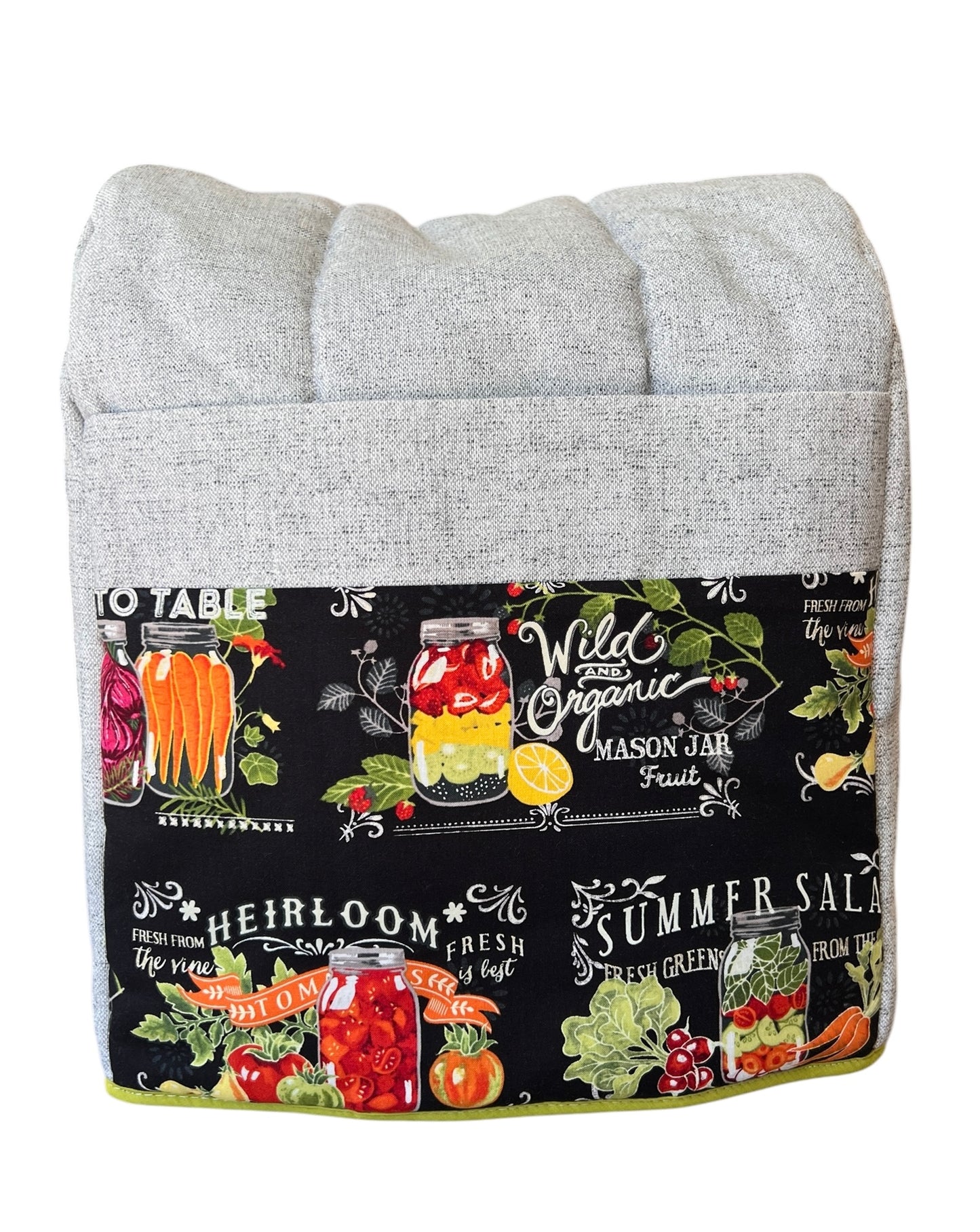 Funda lona gris sesgo verde Mason Jar