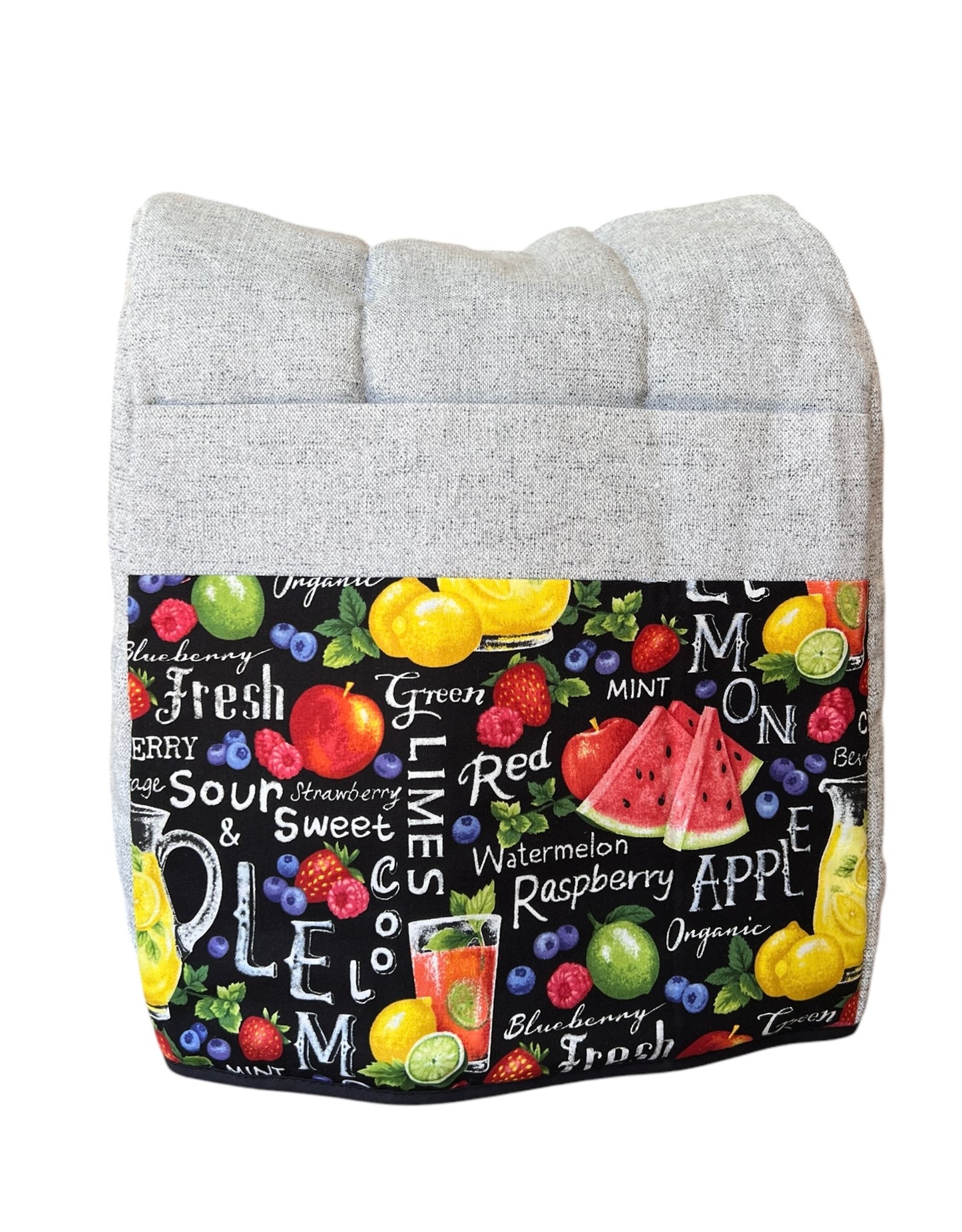 Funda Limonada lona gris sesgo negro