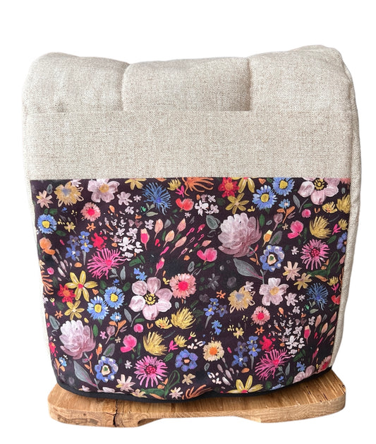 Funda lona beige Floral sesgo negro