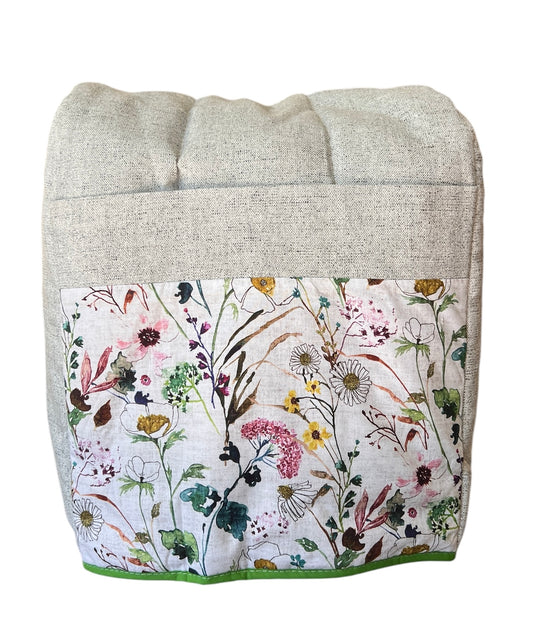 Funda lona gris Flores Silvestres sesgo verde