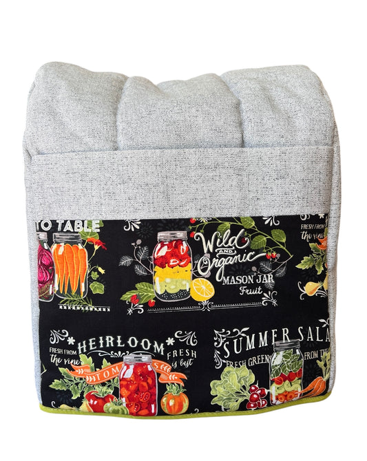 Funda lona gris sesgo verde Mason Jar